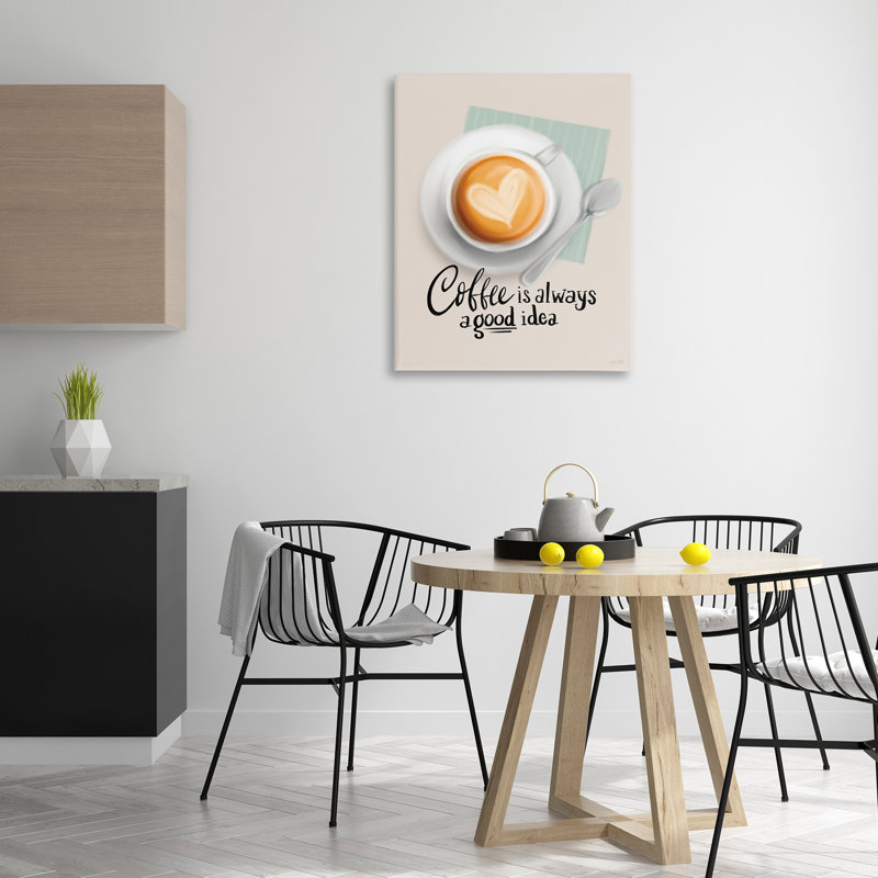 «Coffee Always Good Idea», art mural sur toile par House Fenway, H 40 po x l 30 po