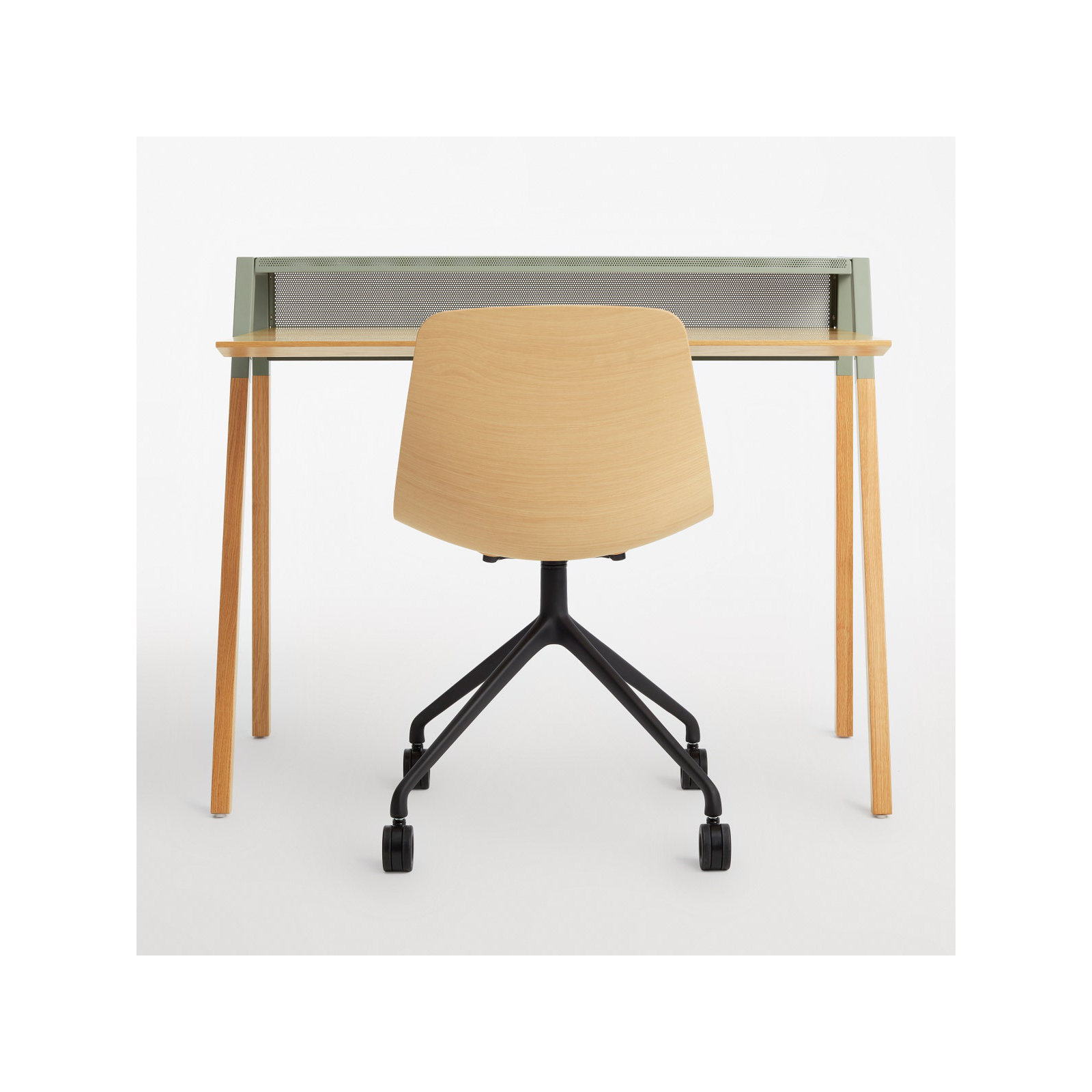Cant Writing Desk, Gray Green/White Oak