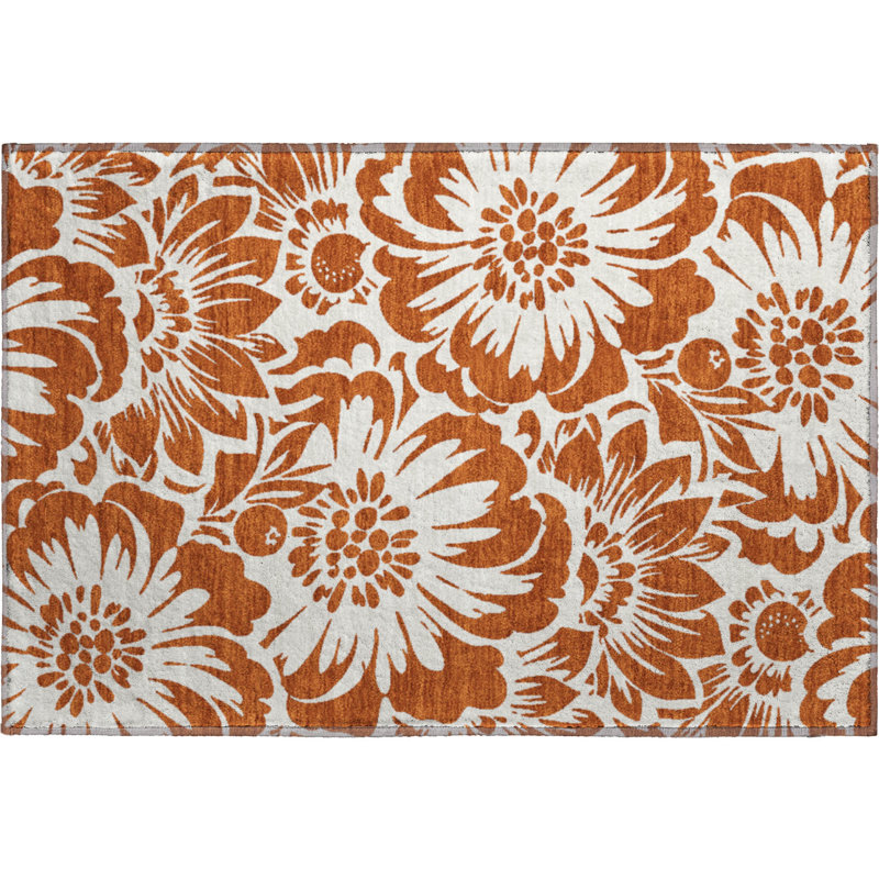Premium Machine Washable Cerrito AMF551 Paprika Rug, Rectangle 1'8" x 2'6"
