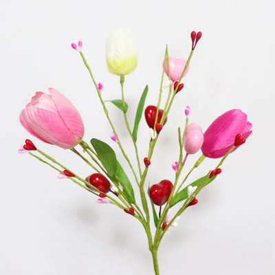 Fleurs de tulipes artificielles pour la Saint-Valentin et la fête des Mères (ensemble de 6)