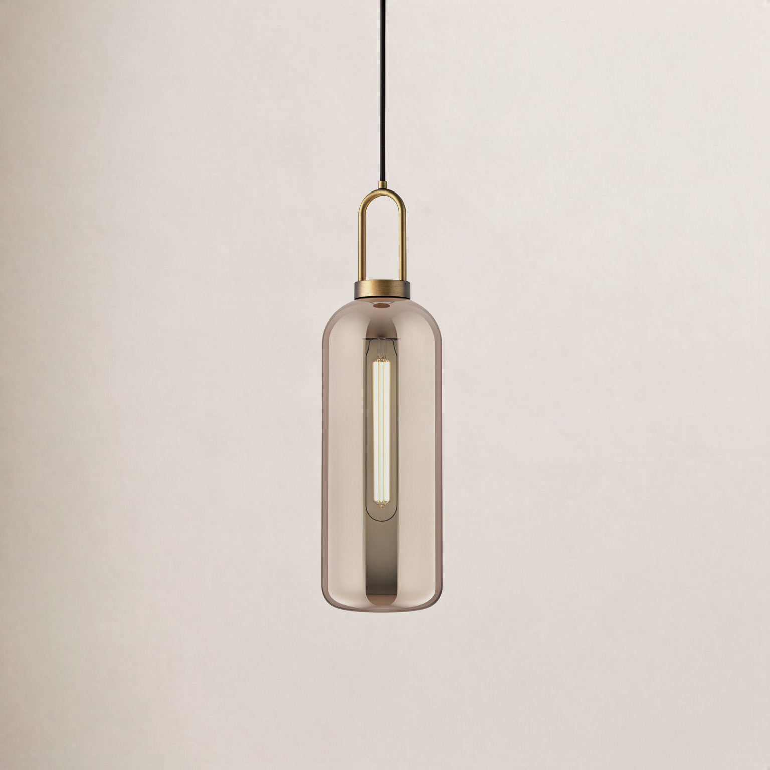 Minneapolis Single Light Glass Pendant, Aged Gold, Copper, 20.75" H x 6" W x 6" D 