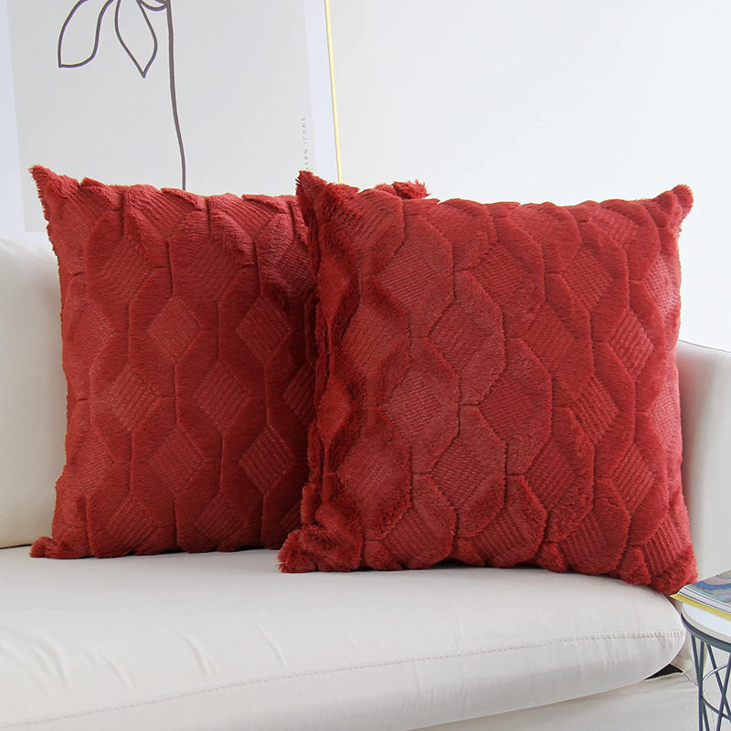 Ensemble de 2 coussins décoratifs carrés (livrés avec 450 g chacun) de taille 18 po x 18 po, H 18 po x l 18 po, polyester