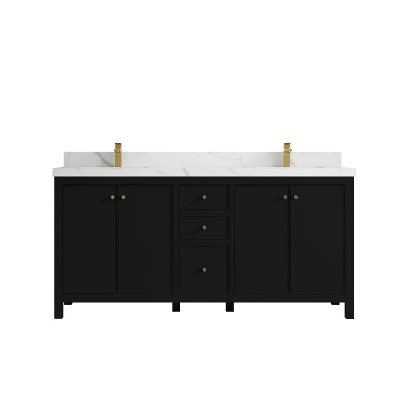 Chicago 72'' Double Bathroom Vanity with Top, Calacatta Laza