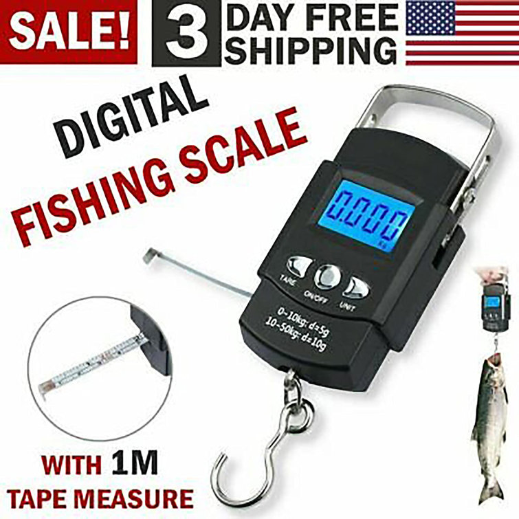 5 core Fishing Gear And Equipment 1 Piece Luggage Scale 110lb Battery Operated W Display Built-in Measuring Tape All Weather Use Perfect Ice Fishing