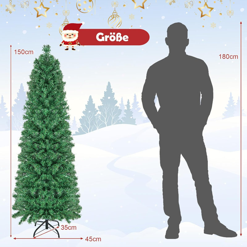 Lighted Artificial Pine Christmas Tree, 150cm H