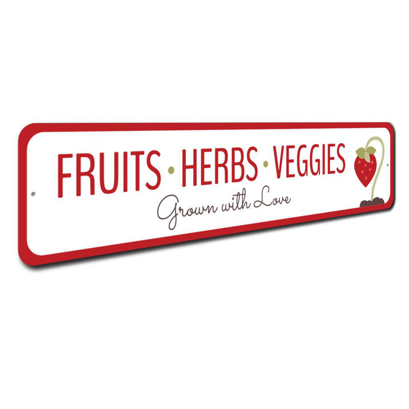 Plaque «Grown with Love» en aluminium, H 6 po x l 24 po x P 0,06 po
