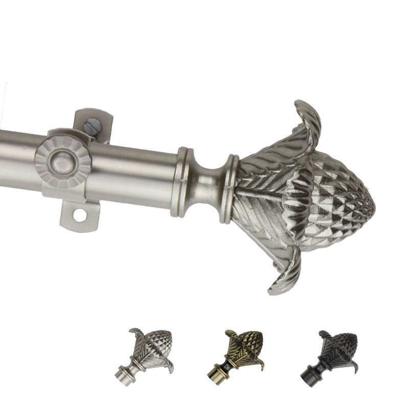 Tringle à rideaux simple Mcfaddin, l 120 po à 170 po, Nickel satiné