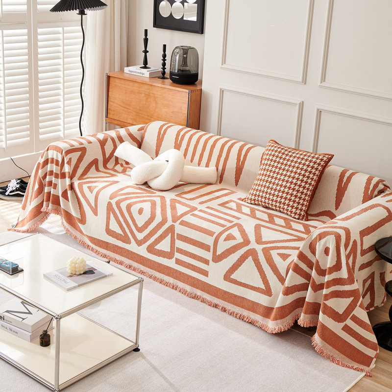 Housse pour canapé modulaire Boho Chenille, H 71 po x l 150 po x P 0,1 po, Orange