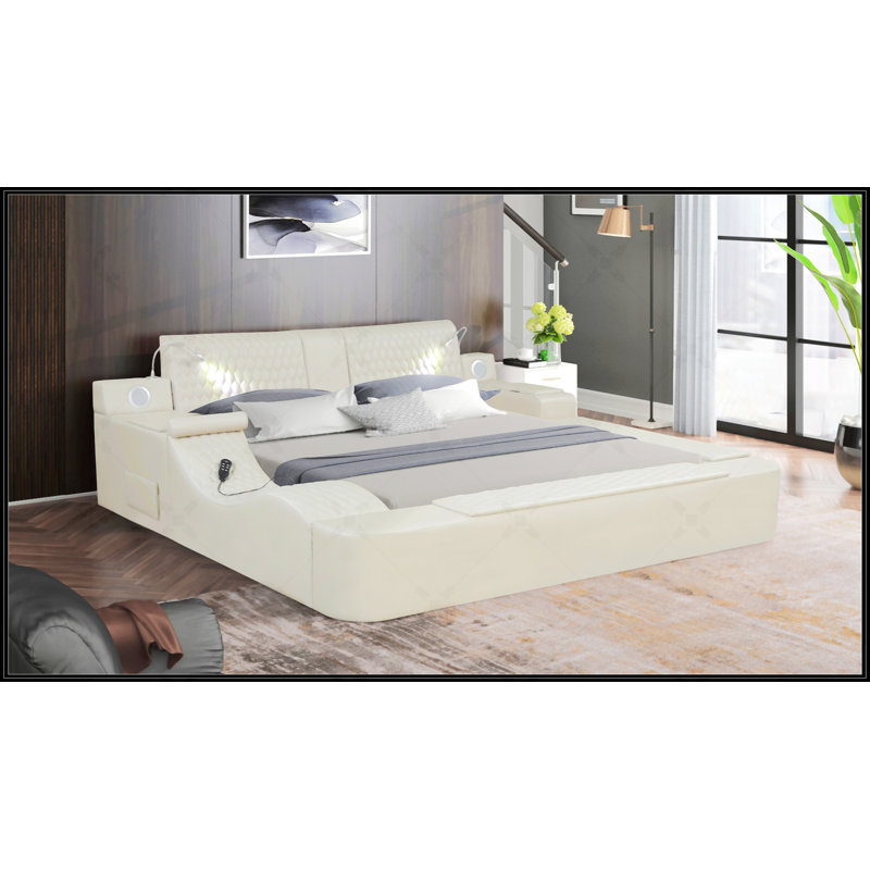 Smart Multifunctional Queen Size Bed, Beige