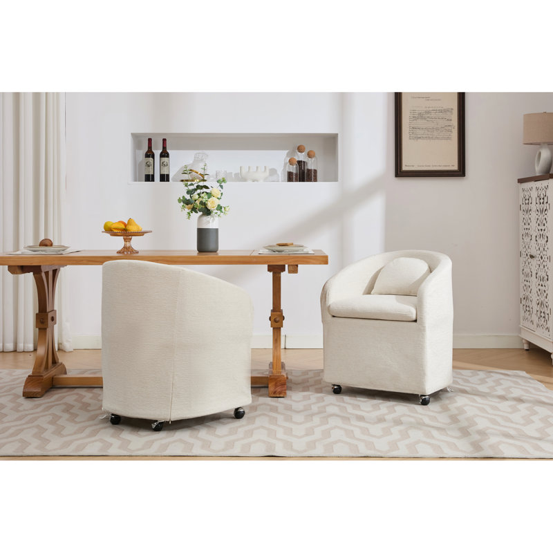 Fauteuil de salle à manger en tissu chenille 30 pièces avec roulettes et assemblage 30 heures, Bleu