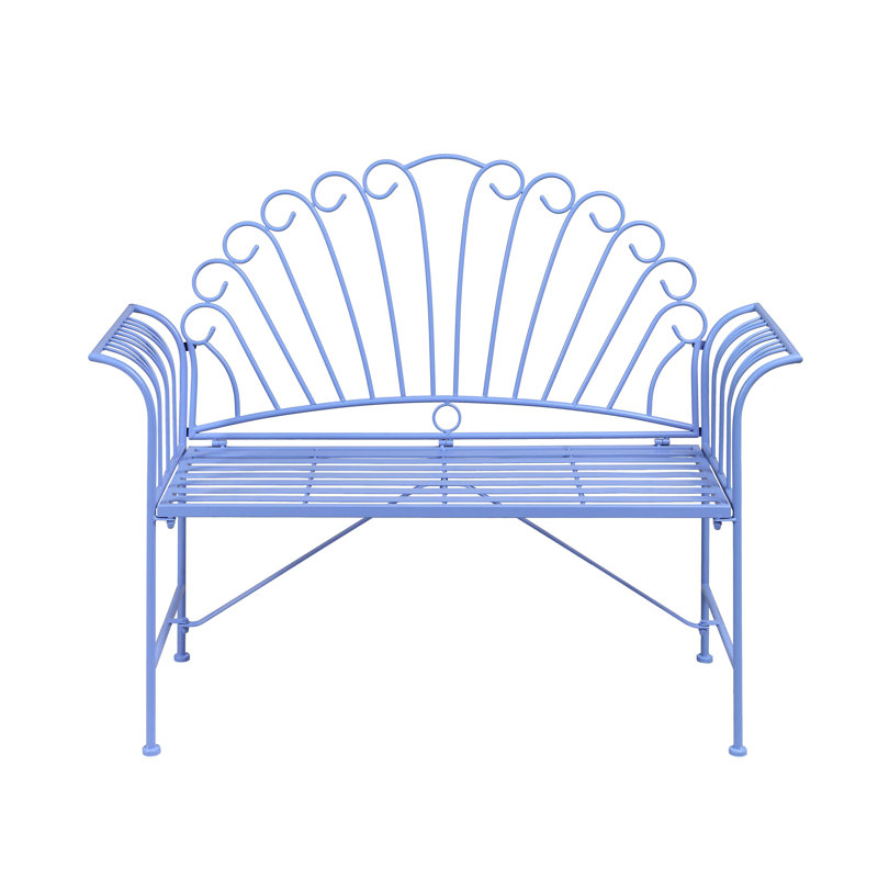 Iron Outdoor Bench, Blue