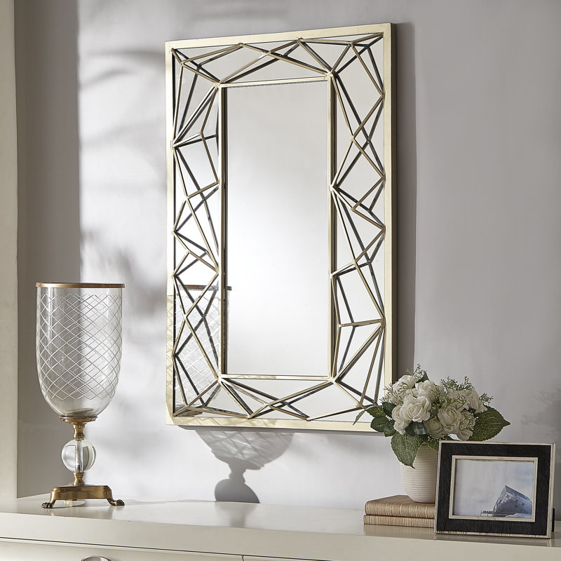 Ariol Metal Flat Wall Mirror, Gold