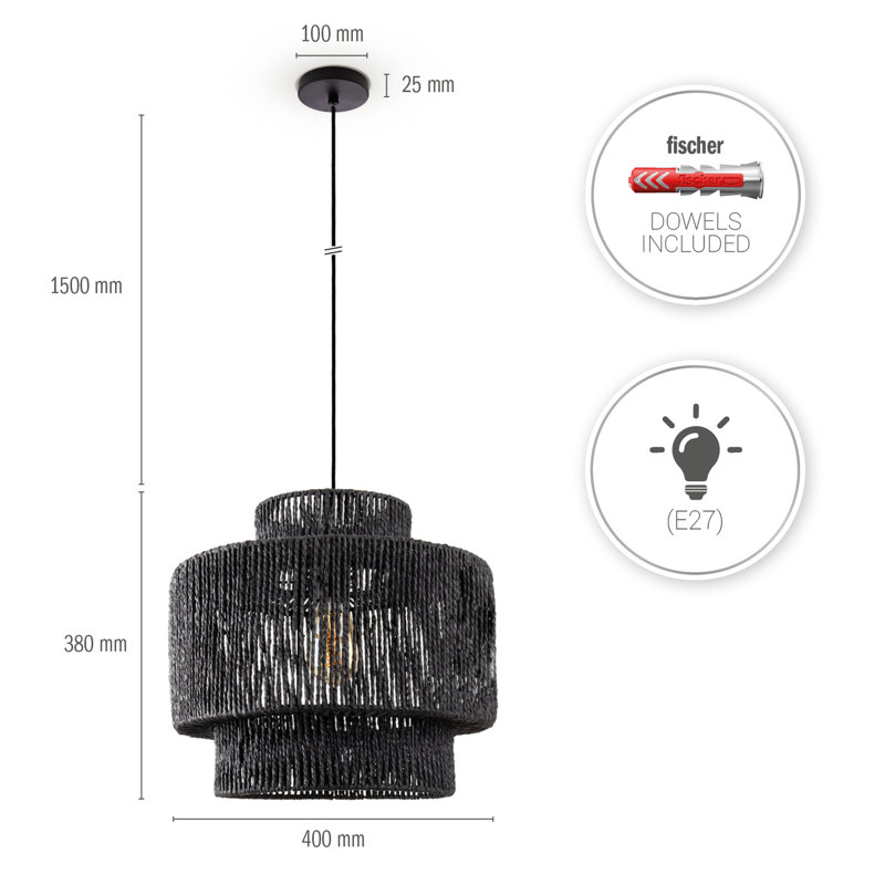 Provo Pendant, Black, Black