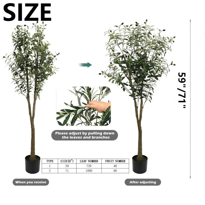 Arbre d'olivier artificiel Forest pour bureau, salon, patio type C, H 59,06 po x l 19,69 po x P 19,69 po