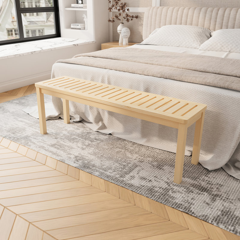 52" Solid Wood Foyer Bench - Comfortable & Elegant Modern Entry Bench, Sleek Design