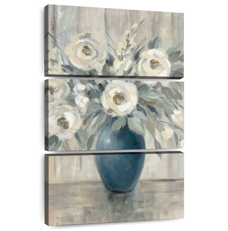 Harnek floral gris grange, H 38 po x l 24 po