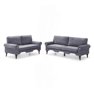 2 Piece Sectional Sofa Set With Movable Pillows, 5 Seat Convertible  Couch Sets,  Upholstered Sofa For Living Room Office, Bedroom & Apartment,  Gray
