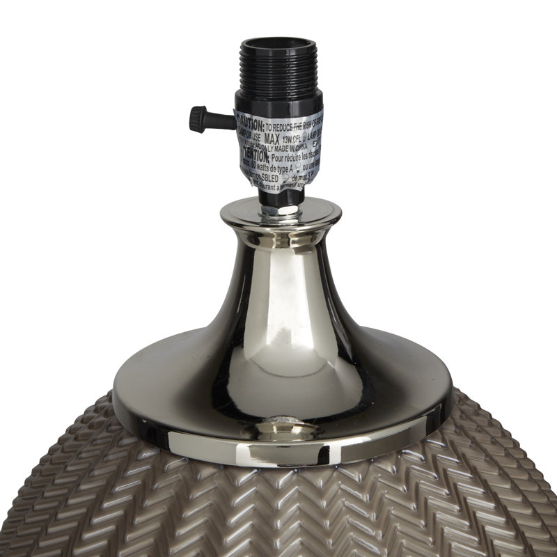 Glass Gray Table Lamp with Chevron Pattern