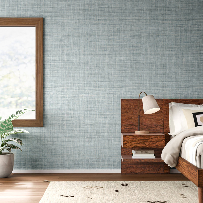 Rouleau de papier peint imprimé L 33 pi x l 20,5 po Amara Linen, Bleu ardoise