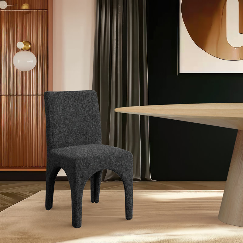 Gramercy Linen Textured Fabric Dining Chair, Black Linen Textured Fabric