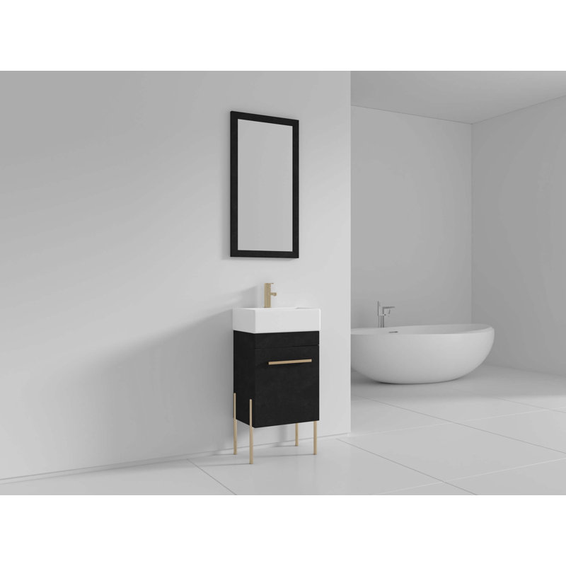 Meuble-lavabo simple 17 po Taft Avenue, Marbre noir, Laiton satiné