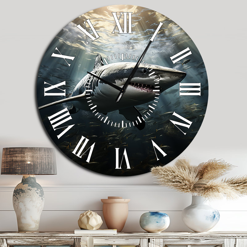 Horloge murale requin gris The Majesty - Animaux, Surdimensionné