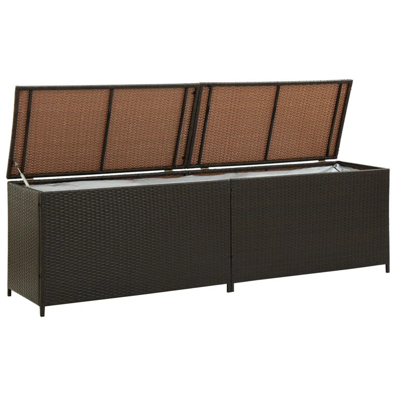 Garden Storage Box Poly Rattan 200x50x60 cm, Brown
