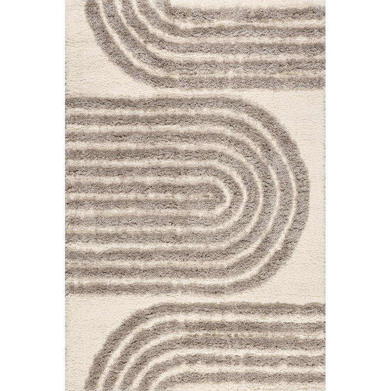  Rose Modern Geometric Shag Area Rug, Rectangle 5' x 8'