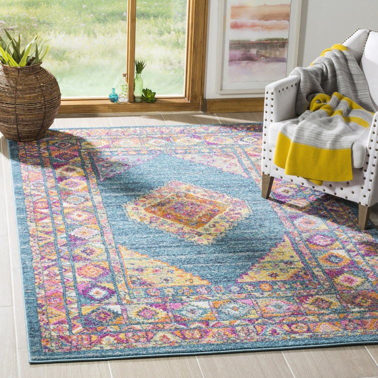 Felty Oriental Light Blue/Orange Area Rug