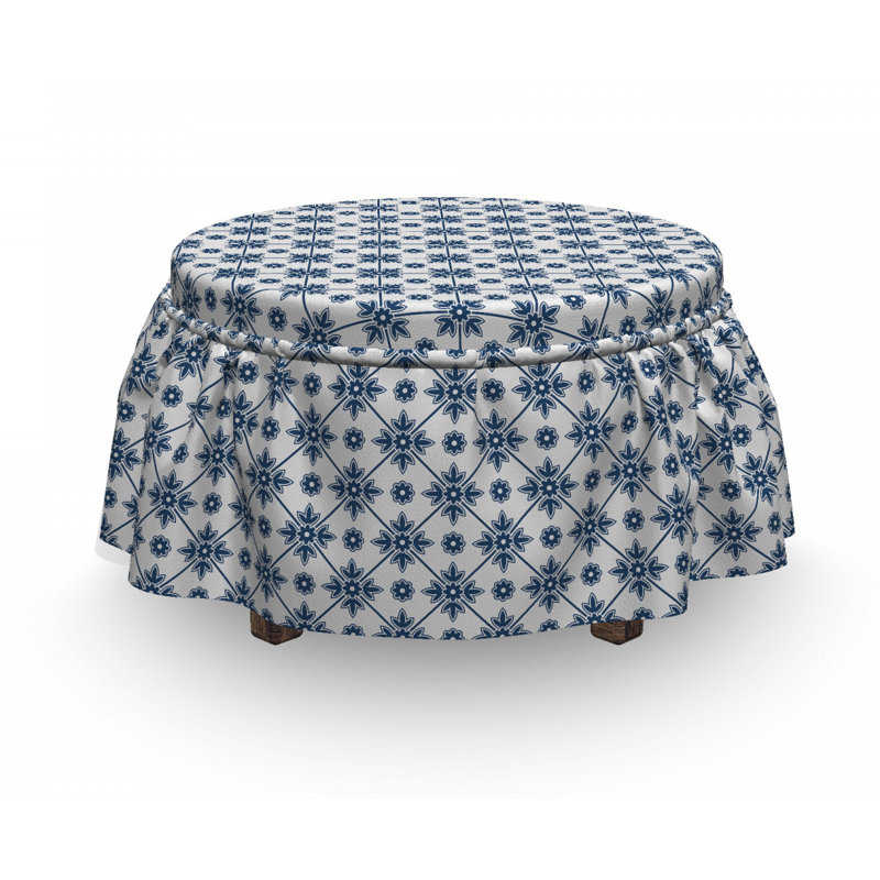 Housse pour repose-pieds rhombuses et fleurs