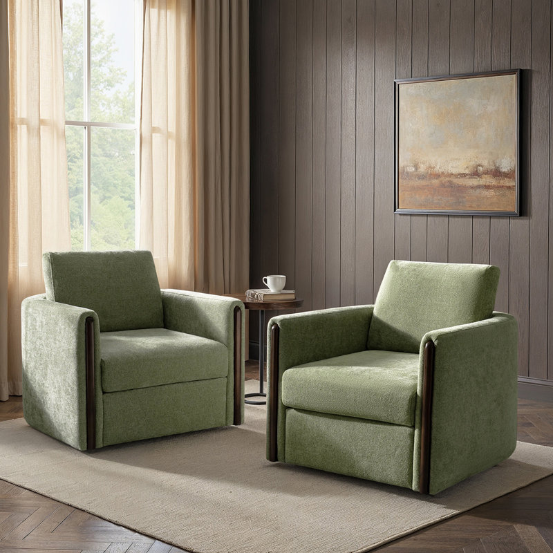 Upholstered Swivel Armchair, Moss