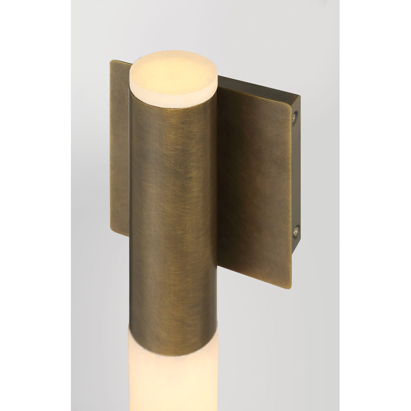 Ronda, Wall Sconce , 16", Weathered Brass, Alabaster, Weathered Brass