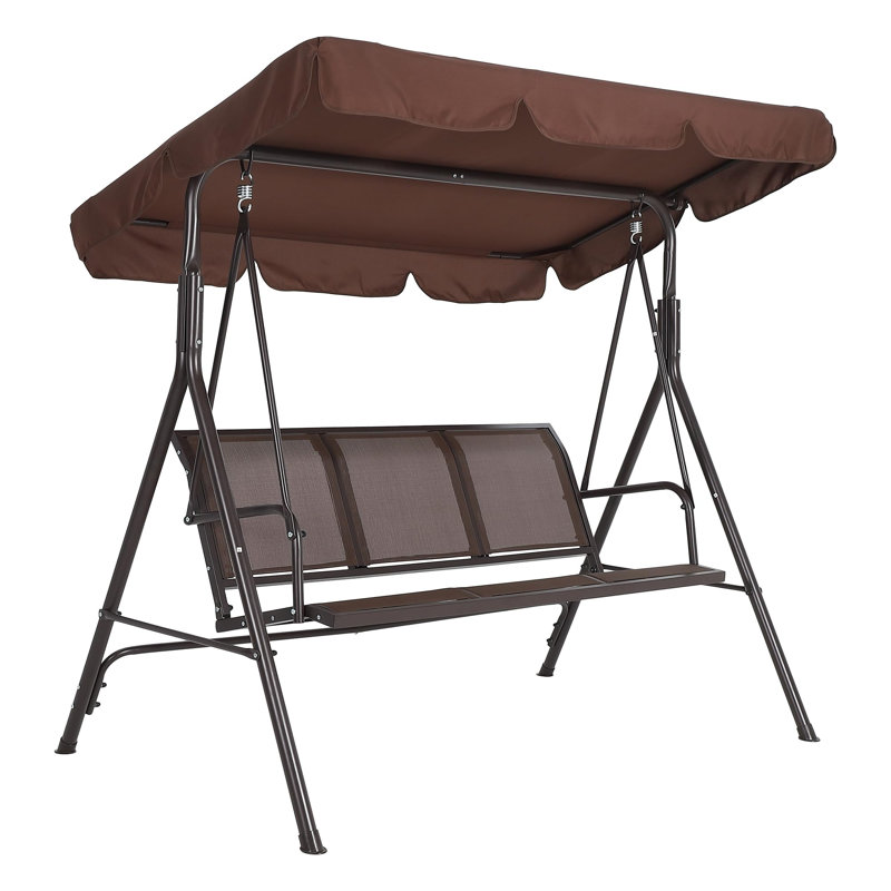 Balancelle d'extérieur à 3 places avec coussins réglables et bancs coulissants avec patins à ressorts antidérapants / résistants aux rayons UV / imperméables