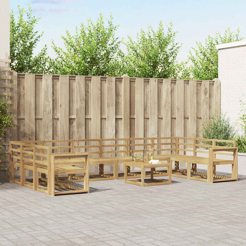  Outdoor Sofa Set 11 pcs Solid Acacia Wood Seating Garden Sectional