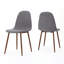 Ensemble de 2 chaises de salle à manger rembourrées en tissu Mid-Century modernes, gris clair et noyer foncé