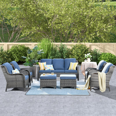 7 Piece Rattan Sofa Seating Group with Cushions by Toject