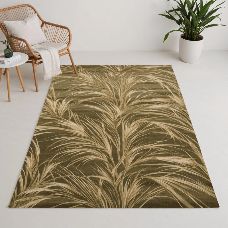 Tapis d'intérieur et d'extérieur brun Botanical, Rectangle 5 pi x 7 pi