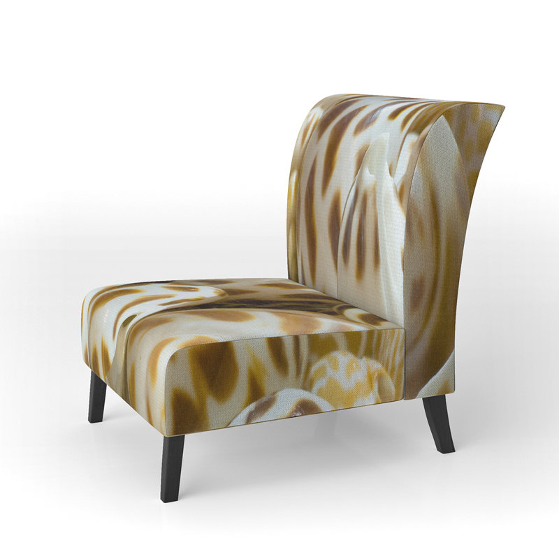 Fauteuil de chambre moderne rembourré en velours Brechta Vibrant Curve Design II, Jaune/brun