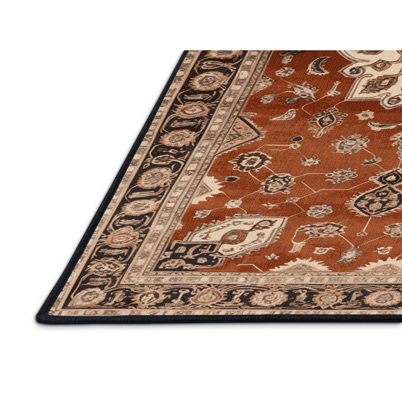 Tapis brun lavable à la machine, Rond 5 pi