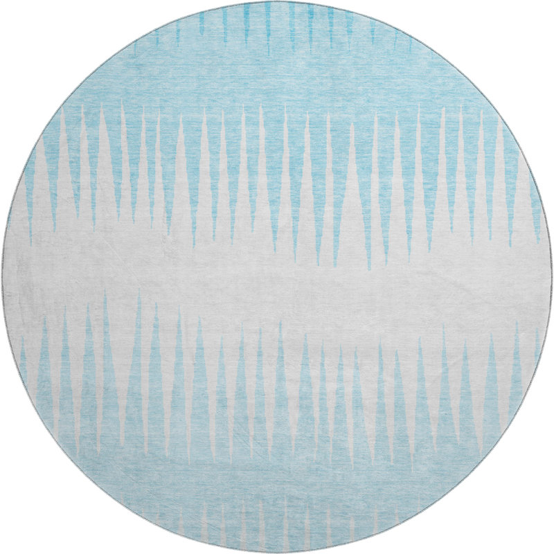 Premium Machine Washable Prisco Sky Rug, Round 8'
