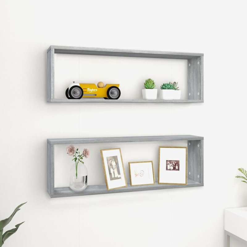 Stodola 2 Piece Cube Shelf, Grey