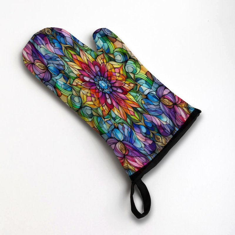 Rainbow Panel Shine Oven Mitt Cotton Twill