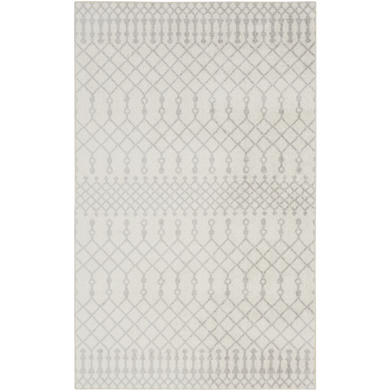 Tapis ivoire marocain lavable à la machine Kenisha, Rectangle 3 pi 3 po x 5 pi