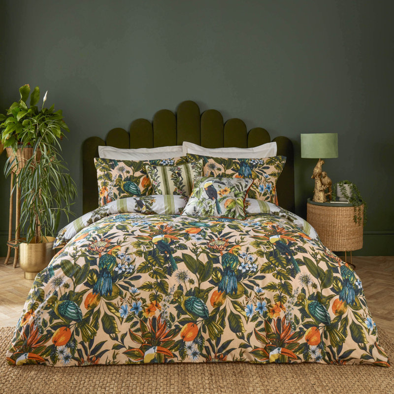 furn. Leilani Cotton Blend Floral Duvet Cover Set with Pillowcases, Double Duvet Cover + 2 Standard Pillowcases
