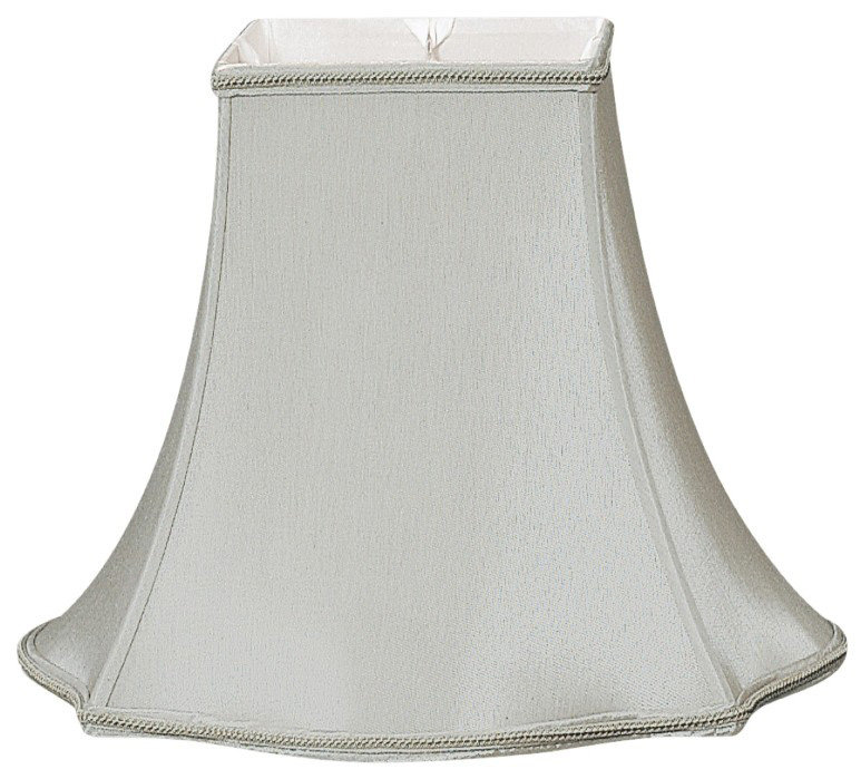 Silk Bell Lamp Shade, White/Off-White, 12.75" H x 16" W x 16" D