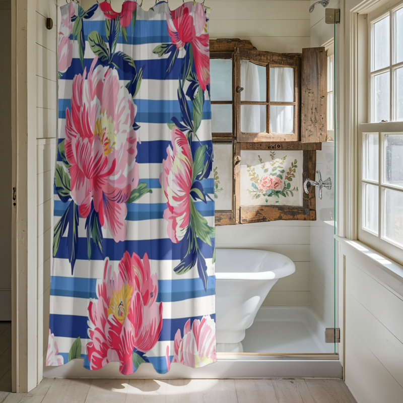 Rideau de douche standard 1 pièce Peony, H 74 po x l 71 po
