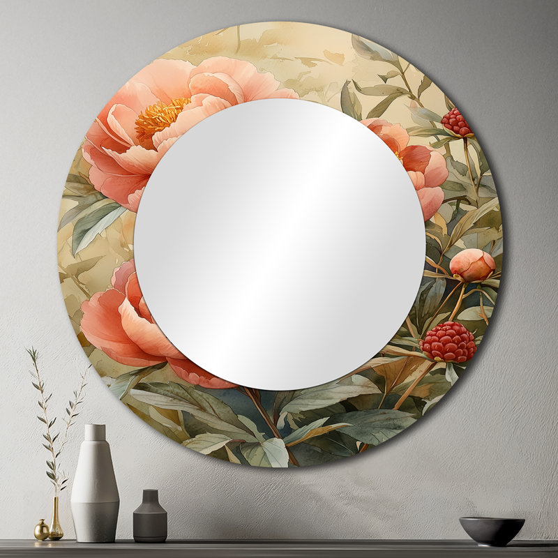 Pivoines dans la framboise - imprimé mural miroir floral - imprimé sur métal, 36 po x 36 po