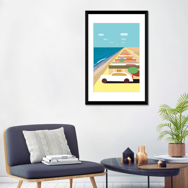 « impérial beach » par charles harker, reproduction d’impression sur toile tendue, H 24 po x l 16 po x P 1 po, Blanc