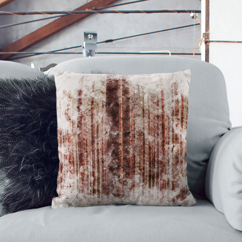 Autumn Forest Vol.7 Watercolour Square Throw Cushion, White, 55cm H x 55cm W x 20cm D