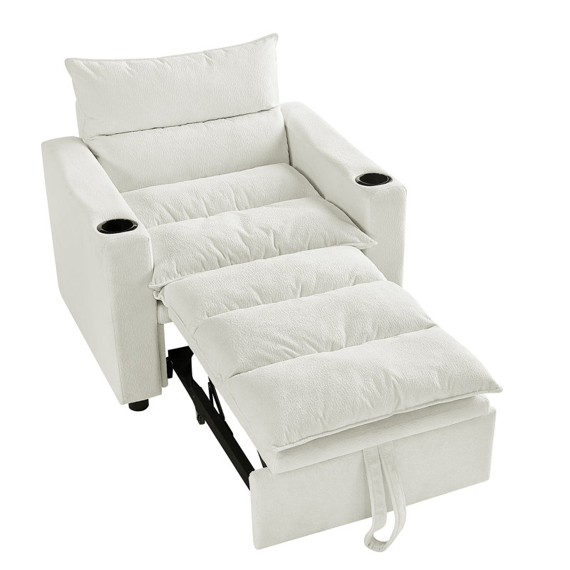 Velvet Convertible Sleeper Chair, Beige